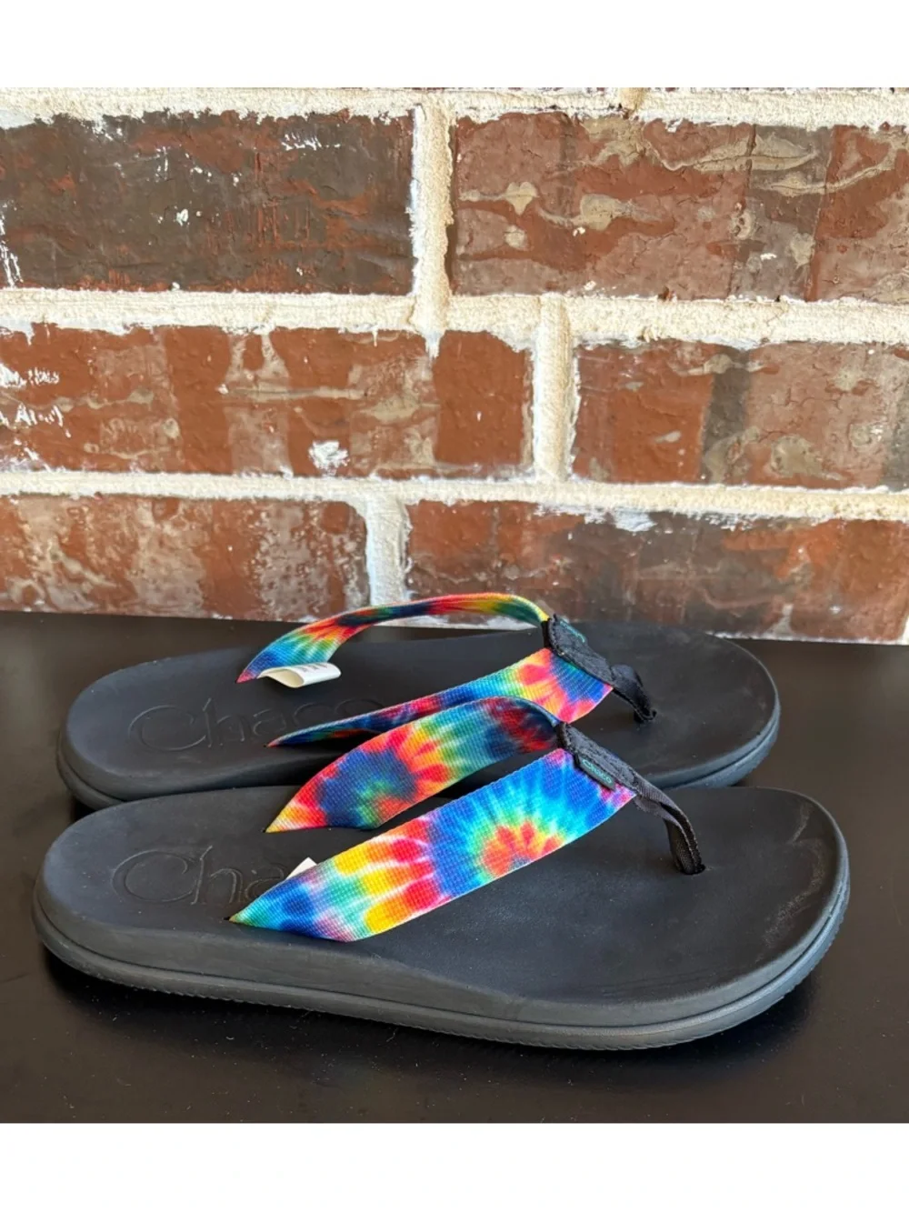 Chacos Chillos Rainbow Tie Dye Toe Thong Flip Flops Sandals Size 8